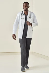Biz Care Hope Mens Cropped Lab Coat Teflon Stain Release Fabric Treatment Soft - Picture 1 of 11