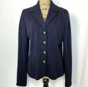 Chaqueta de punto St. John Collection Blazer 10 oro negro mezcla de lana con botones - Imagen 1 de 8