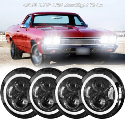Faros LED 4 piezas de haz alto/bajo DRL de 5,75" para Chevy Chevelle Malibu Corvette 1965 Foto 1 de 4