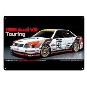 Metal Poster Vintage Rc Car Tin Sign Plaque Tamiya Audi V8 Touring tt02 - Picture 1 of 4