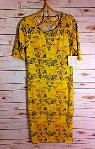NEW NWT LULAROE Womens Mustard Yellow Tribal Geometric 'Julia' Dress Unicorn S - Picture 1 of 4