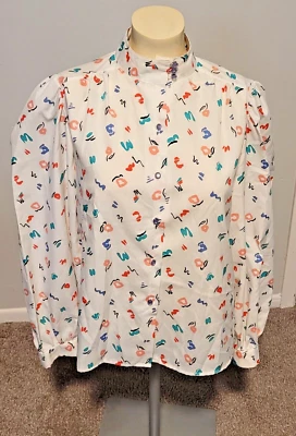 Blusa Top Mujer Vintage 1980 Floral Hunt Club JcPenny Manga Larga 11/12 Mediana Foto 1 de 4