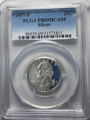 1997-S Silver Washington Quarter PR69 DCAM PCGS Cover