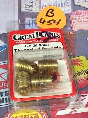 Great Planes GPMQ3368 Brass Treaded Inserts {1/4-20 X 4pc.} NewInPack USA Ship - Image 1 of 2