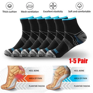 Hombres Mujeres Calcetines de Compresión Soporte de Tobillo Alivio del Dolor Pierna Fascitis Plantar EE. UU. - Imagen 1 de 36