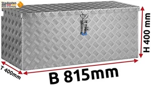 Deichselbox Staubox Gurtkiste Anhängerbox Alu Riffelblech 815x400x400mm 500800 - Bild 1 von 7