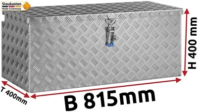 Deichselbox Staubox Gurtkiste Anhängerbox Alu Riffelblech 815x400x400mm 500800 - Bild 1 von 4