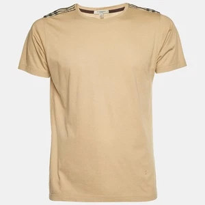 Burberry Beige Novacheck Shoulder Patch Detail T-Shirt M - Picture 1 of 7