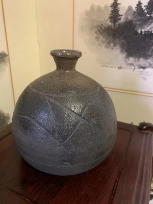 Jarrón tokkuri japonés Bizen de la era Showa cerámica popular botella de sake de 14 cm Foto 1 de 4
