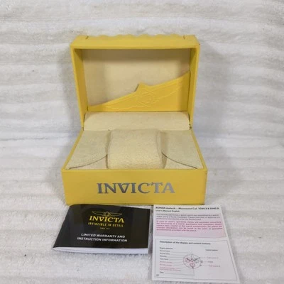 Vitrina de reloj clásico Invicta caja de reloj vacía almacenamiento amarillo con bisagras joyas Foto 1 de 4