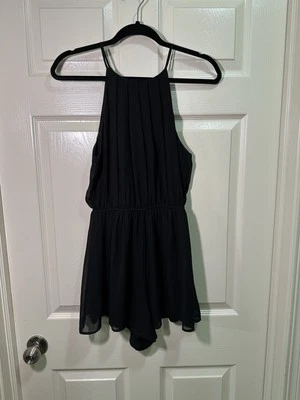 LUSH Vestido Mameluco Mini Ajustado Negro de Gasa Mujer Talla S Cintura Elástica Espagueti Foto 1 de 4
