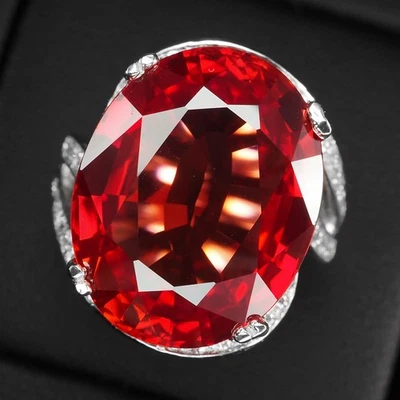 Anillos hechos a mano de plata de ley 925 ovalados de turmalina roja viva de 23,70 quilates regalo X'mas Foto 1 de 4