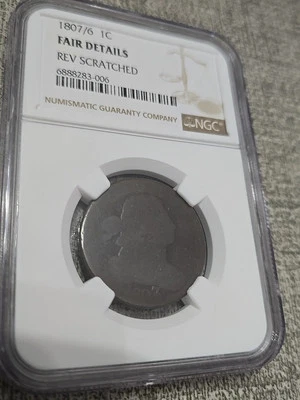 1807/6 Draped Bust Cent NGC Fair Details Rev Scratched - Image 1 of 4