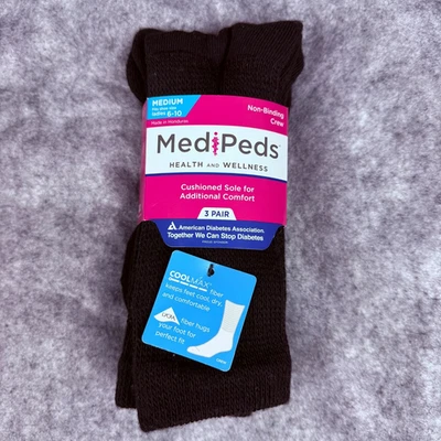 Paquete de 3 calcetines medianos negros medianos MediPeds para mujer diabéticos frescos máximos confort Foto 1 de 4