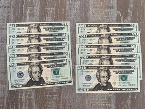 10- Sequential 20 dollar bills 2017 A, Crisp Uncirculated - Picture 1 of 2