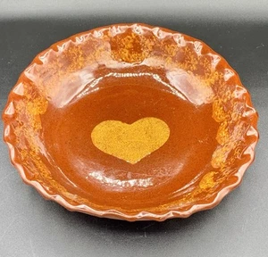 Vintage 1983 Ned Foltz Redware Pottery Bowl/Pie Plate Heart Signed - Picture 1 of 7