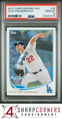 2013 TOPPS OPENING DAY #45 CLAYTON KERSHAW DODGERS PSA 10 - Image 1 of 3