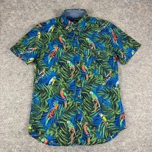 American Eagle Button Down Hemd Papageien Hawaii Tropical Floral Baumwolle Herren XS - Bild 1 von 12