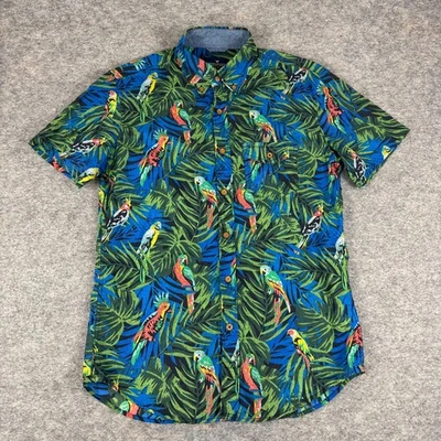 Camisa con botones American Eagle loros hawaiana tropical floral algodón para hombre XS Foto 1 de 4