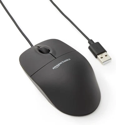 Amazon Basics 3-Button USB Wired Mouse with Scrolling - Black - Image 1 of 2