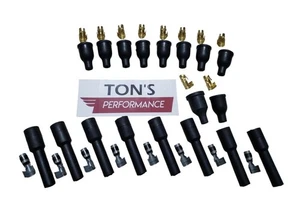 8 Cylinder 7mm Black Rubber Spark Plug Boot Kit Steel & Brass Ends v8 Coil Wire - Picture 1 of 10