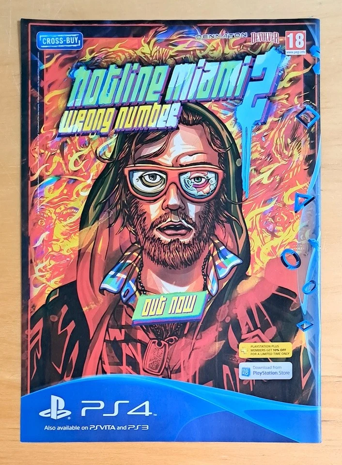 HOTLINE MIAMI 2 WRONG NUMBER MAGAZINE AD ADVERT SONY PLAYSTATION PS4 - Image 1 of 1