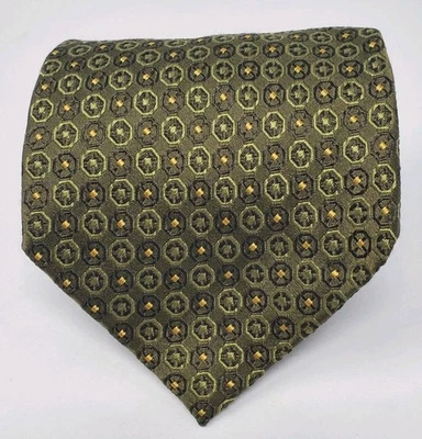 Corbata de seda Banana Republic círculos geométricos verdes lunares dorados textura ajuste 57" Foto 1 de 4