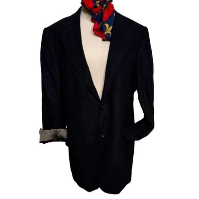 Oscar de la Renta Lana Cachemira Mezcla Azul Marino Blazer Chaqueta Abrigo Deportivo Talla 42R Foto 1 de 4