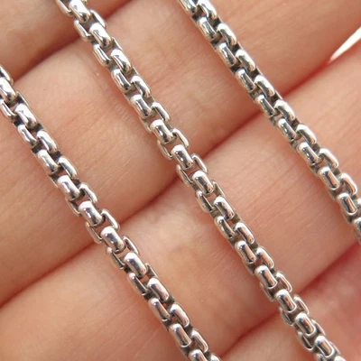 DAVID YURMAN 925 Plata de Ley 2 Tonos Caja Redonda Cadena Collar 22" Foto 1 de 4