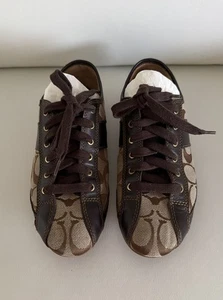 Zapatillas COACH A1258 Signature de cuero marrón y lona 6B - Imagen 1 de 15