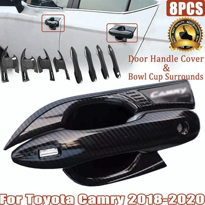 8Pcs Door Handle Cover & Bowl Cup Surrounds Kits For Toyota Camry 2018-2024 - image 1 of 4