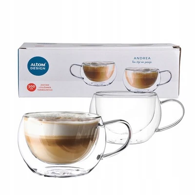 Altom Design Andrea Thermobecher Kaffee Glas 300ml 2er Set - Bild 1 von 4