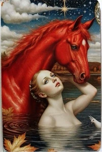 Swap cards Modern playing card back Lady and Horse in water - Picture 1 of 1