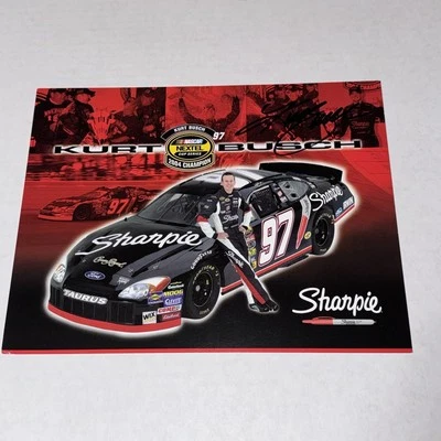 Foto firmada por Kurt Busch NASCAR NOMINADO A LA CORTE DE COLECCIÓN 2005 FORD SHARPIE #97 CHAMP Foto 1 de 2