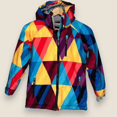 Sunice Ski Snowboard Jacket Women Size 8 Multicolor Geometric Print Hooded Zip - Image 1 of 4