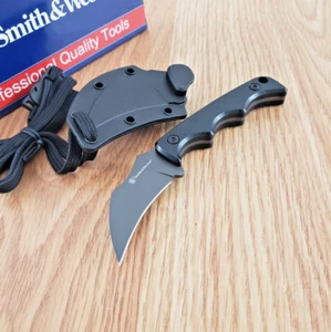 Smith & Wesson HRT Karambit Neck Fixed Knife 2" Stainless Steel Blade G10 Handle - Picture 1 of 13