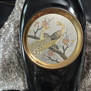 VTG Japanese The Art Of Chokin Tall Vase 24K Gold Trims 10” X 6”  Peacocks - Picture 1 of 8