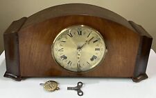 Vintage Tradition Mantle Shelf Clock Art Deco With Key Single Strike Chime