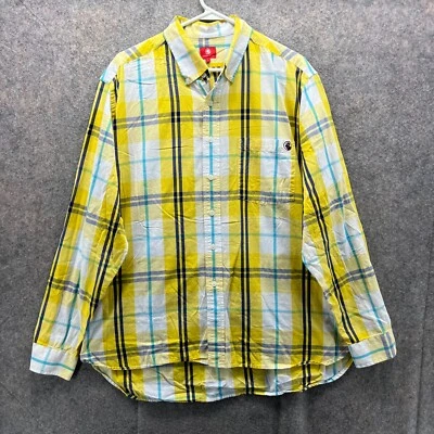 Camisa Southern Proper para hombre grande amarilla blanca con botones a cuadros vestido preppy Foto 1 de 4