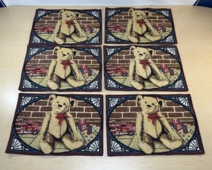 Set of 6 Farmhouse Teddy Bear Tapestry Style Woven Placemats Park B Smith - Picture 1 of 13