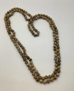 Jasper Hand Knotted Stone Necklace 59” Long - Picture 1 of 5