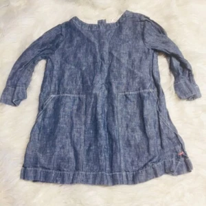 Camisa Crewcuts Niñas 7 Túnica Cambray Manga Larga Mezcla de Lino Botones - Imagen 1 de 11