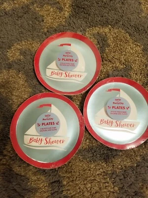 Lote de 3 paquetes de placas laterales de baby shower laminadas azules Ginger Ray niño velero Foto 1 de 3