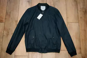 NEW&TAGS Mens bomber harrington jacket coat SIZE M navy ribbed collar & cuffs - Picture 1 of 10