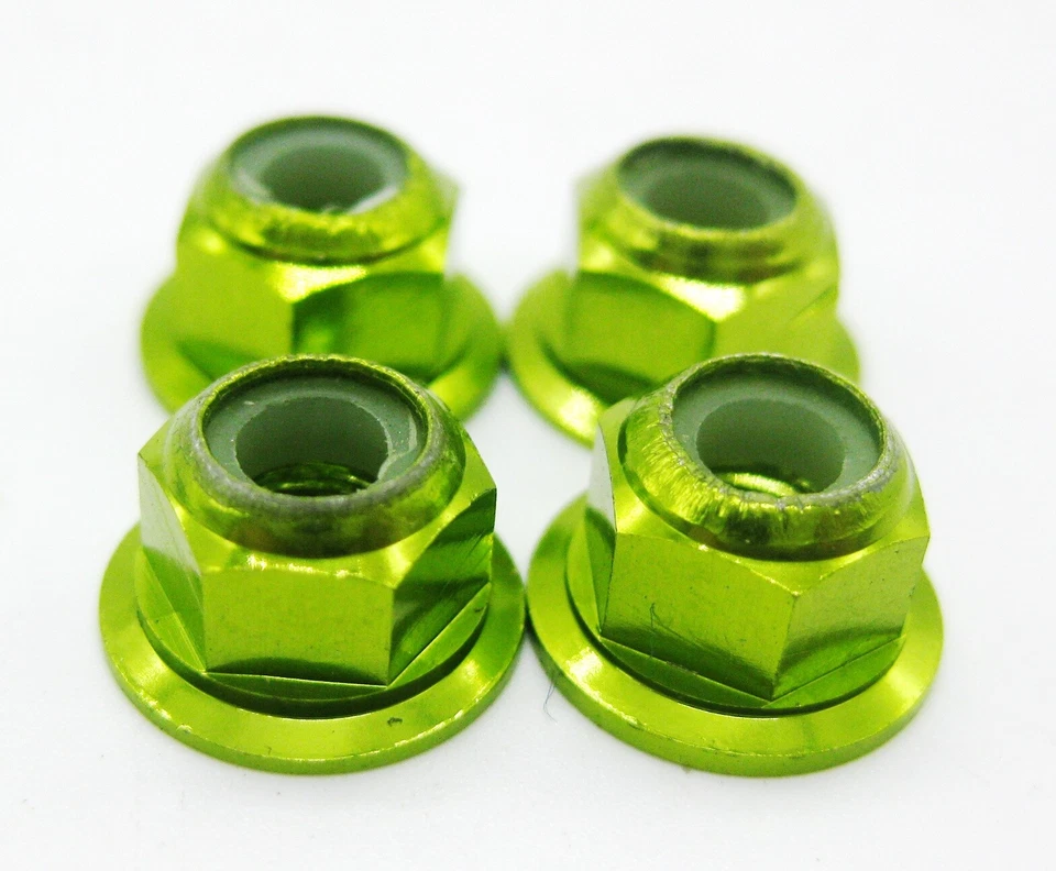 4xM4 Wheel Nuts Nylon Anodised Aluminium Flanged For RC Tamiya/ Traxxas/ HPI ect - Image 1 of 1