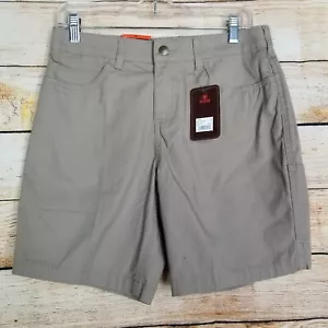 Pantaloncini cargo donna Ranch Tough taglia 4 tela kaki marrone piatto davanti nuovi - Foto 1 di 4