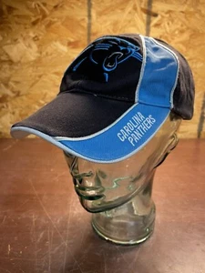 Carolina Panthers Big Logo Black / Blue/ White Stripe Hat Cap NFL Team Apparel - Picture 1 of 8