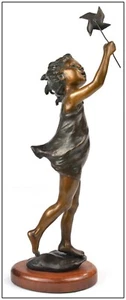 Jo Saylors Original Child Girl Bronze Sculpture Full Round Signed Authentic Art - Picture 1 of 4