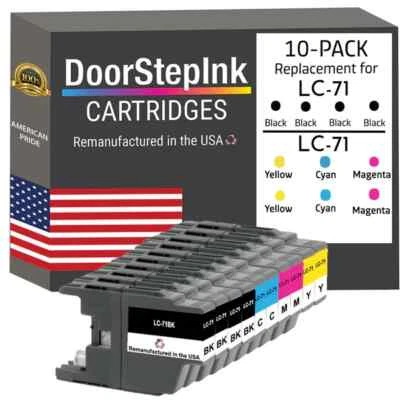 DoorStepInk Compatible Ink Cartridge for Brother LC71 4Black 2C M Y-10PK-USA - Image 1 of 4