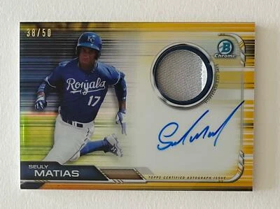 2019 Bowman Chrome Seuly Matias AUTO Jersey Patch Relic Gold Refractor #38/50 - Image 1 of 2